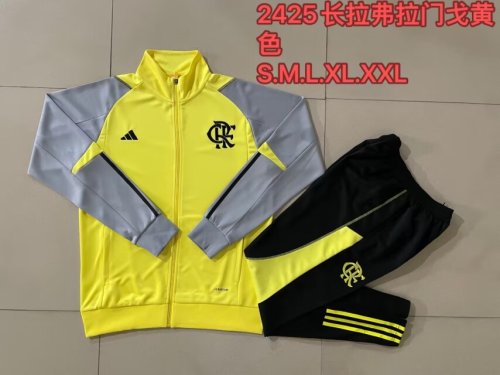 2024 Flamengo Yellow/Grey Soccer Training Jacket and Pants Football Tracksuit