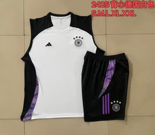 Adult Uniform 2024 Germany White Soccer Training Vest and Shorts Football Set