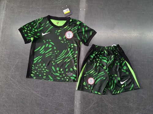 Youth Uniform Kids Kit Nigeria 2024 Home Soccer Jersey Shorts Child Football Set