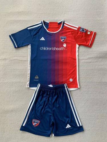 Youth Uniform Kids Kit FC Dallas 2024-2025 Home Soccer Jersey Shorts Child Football Set