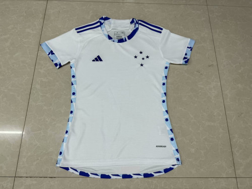 Women Cruzeiro 2024-2025 Away White Soccer Jersey Girl Football Shirt