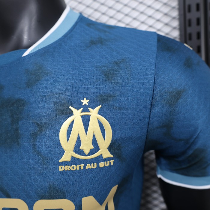 Player Version 2024-2025 Olympique de Marseille Away Blue Soccer Jersey Football Shirt