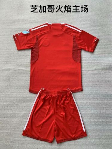 Youth Uniform Kids Kit Chicago Fire 2024-2025 Home Soccer Jersey Shorts Child Football Set