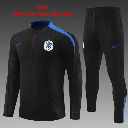 Youth 2024 England Black/Blue Soccer Training Sweater and Pants