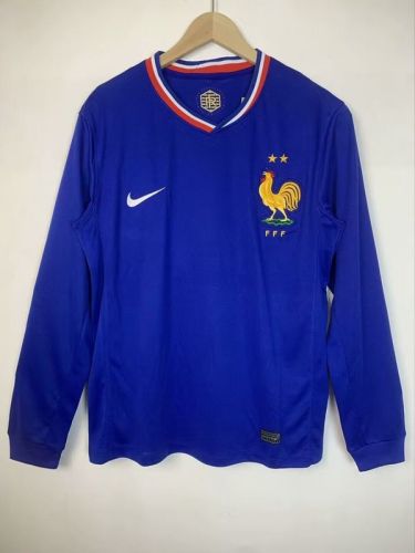Long Sleeve Fan Version France 2024 Home Soccer Jersey Football Shirt