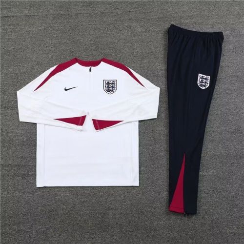 2024 England White/Red Soccer Training Sweater and Pants