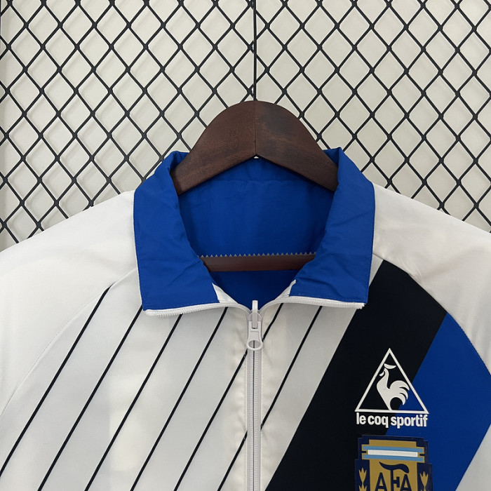 Retro Argentina Blue/White Trench Coat Soccer Reversible Windbreaker Jacket