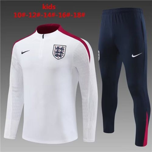 Youth 2024 England White/Red Soccer Training Sweater and Pants