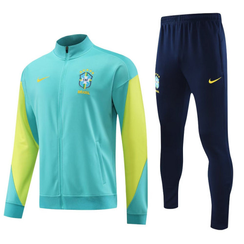 2024 Brazil Green/Yellow Soccer Training Jacket and Pants Brasil Football Tracksuit