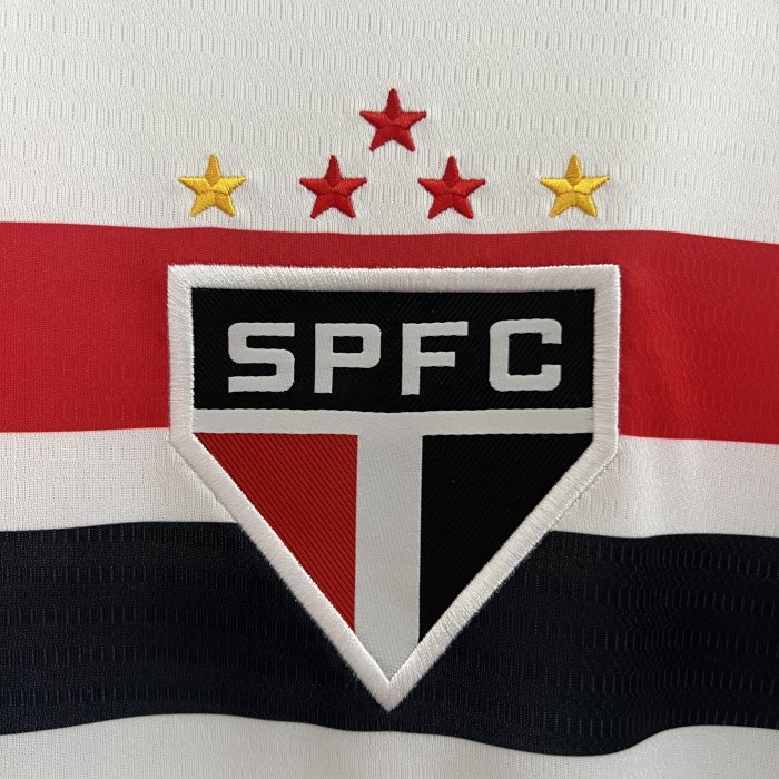 Long Sleeve 2024-2025 Sao Paulo Home Soccer Jersey LS Football Shirt