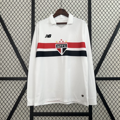 Long Sleeve 2024-2025 Sao Paulo Home Soccer Jersey LS Football Shirt