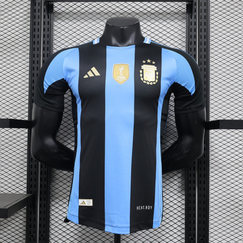 with FIFA World Champions 2022 Patch Player Version Argentina 2024 Black/Blue Soccer Jersey Camisetas de Futbol