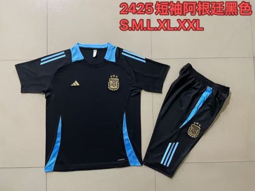 Adult Uniform 2024 Argentina Black/Blue Soccer Training Jersey and Shorts Football Kits