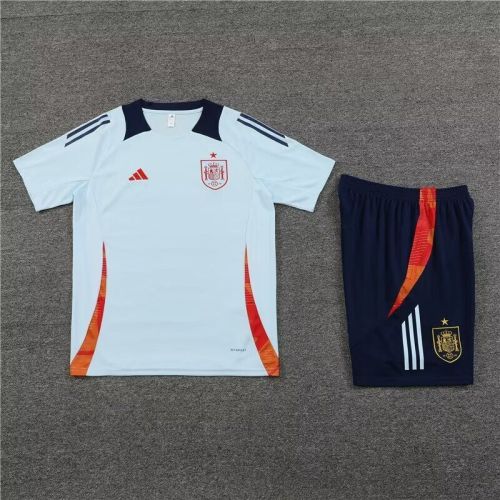 Adult Uniform 2024 Spain Light Blue Soccer Training Jersey and Shorts Football Kits