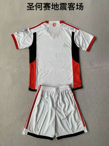 Youth Uniform Kids Kit 2024-2025 San Jose Earthquake Away White Soccer Jersey Shorts Child Football Set