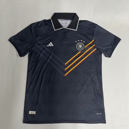 2024 Germany Black/Yellow Soccer Polo Football Shirt