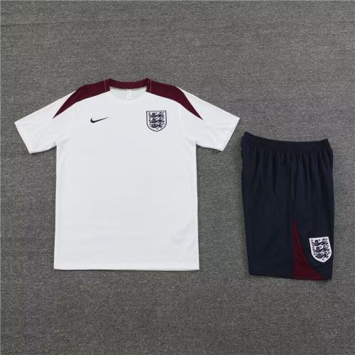 Adult Uniform 2024 England White/Red Soccer Training Jersey and Shorts Football Kits
