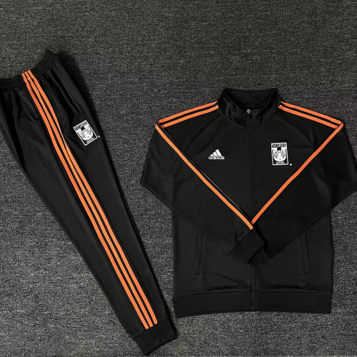 2024 Tigres Black/Orange Soccer Training Jacket and Pants Football Tracksuit