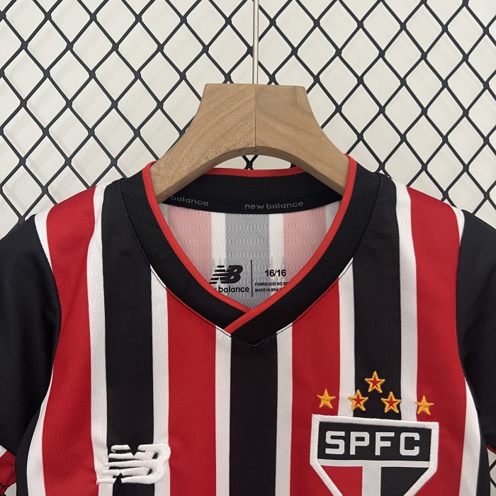 Youth Uniform Kids Kit 2024-2025 Sao Paulo Away Soccer Jersey Shorts Child Football Set