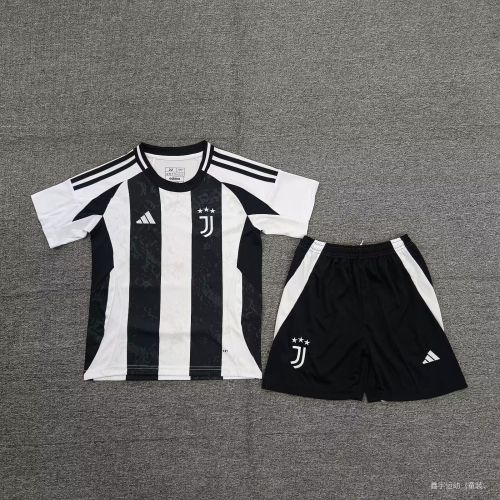 Youth Uniform Kids Kit 2024-2025 Juventus Home Soccer Jersey Shorts Child Football Set
