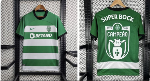 Fan Version Sporting Lisbon 2023-2024 CAMPEAO Home Soccer Jersey