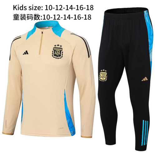 Youth 2024 Argentina Yellow/Blue Soccer Training Sweater and Pants