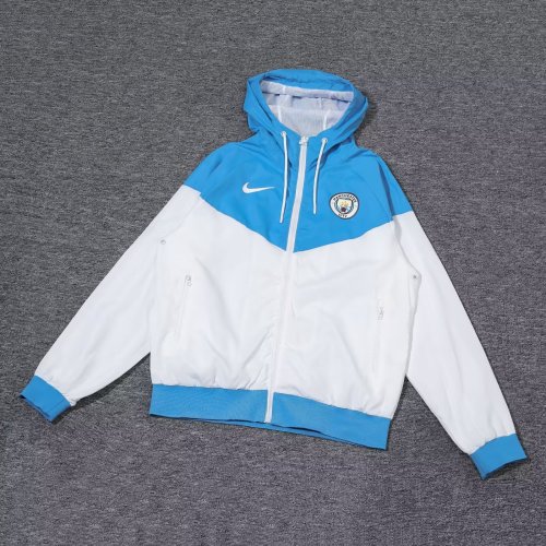 2024 Manchester City White/Blue Soccer Windbreaker Jacket Football Jacket