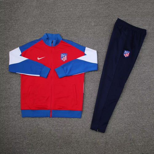 2024 Atletico Madrid Red/Blue Soccer Training Jacket and Pants Football Tracksuit