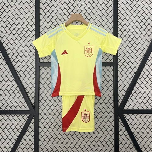 Youth Uniform Kids Kit Spain 2024 Away Soccer Jersey Shorts Child Football Set