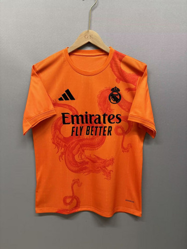 Fan Version Real Madrid Orange Dragon Soccer Jersey Real Football Shirt