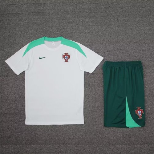 Adult Uniform 2024 Portugal White Soccer Training Jersey and Shorts Football Kits