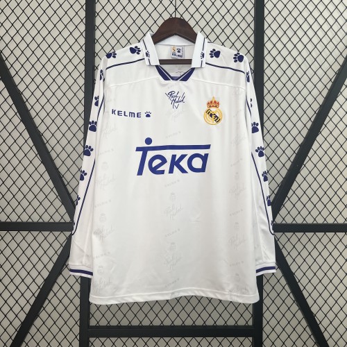 Retro Jersey Long Sleeve 1994-1996 Real Madrid Home Soccer Jersey Vintage Football Shirt