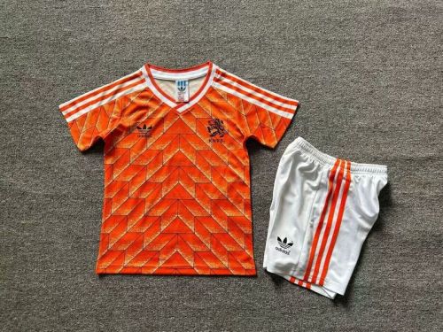 Retro Youth Uniform Kids Kit 1988 Netherlands Home Soccer Jersey Shorts Vintage Holland Child Football Set