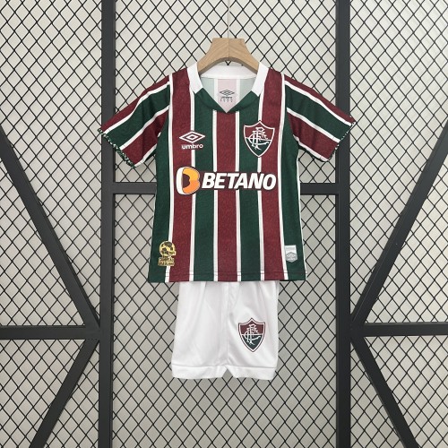 Youth Uniform Kids Kit 2024-2025 Fluminense Home Soccer Jersey Shorts Child Football Set