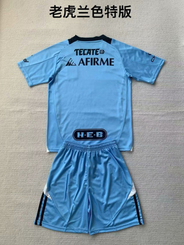 Youth Uniform Kids Kit 2024-2025 Tigres Blue Special Edition Soccer Jersey Shorts Child Football Set