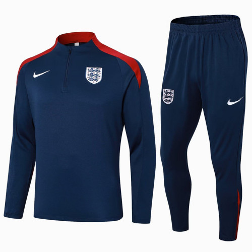 2024 England Dark Blue Soccer Training Sweater and Pants