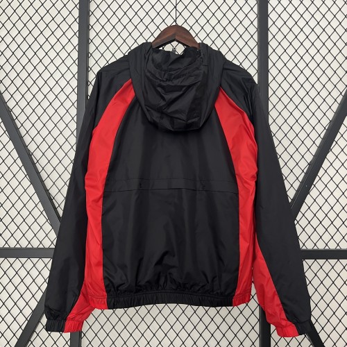 2024 JD Black/Red Soccer Hoodie Football Windbreaker Jacket
