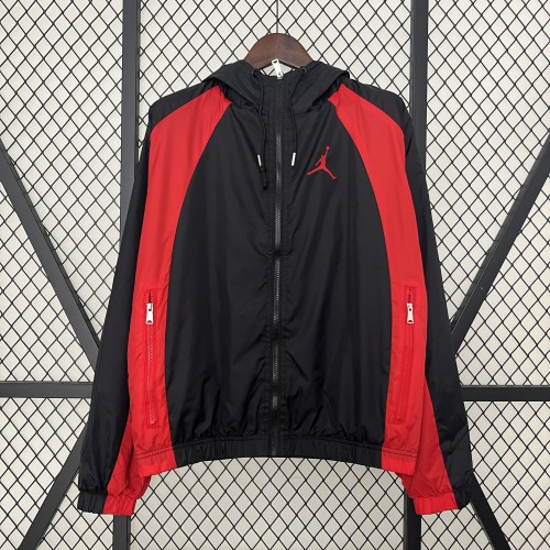 2024 JD Black/Red Soccer Hoodie Football Windbreaker Jacket