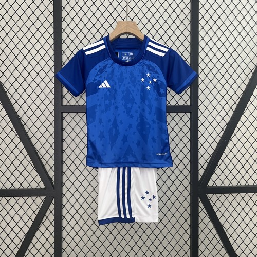 Youth Uniform Kids Kit Cruzeiro 2024-2025 Home Soccer Jersey Shorts Child Football Set