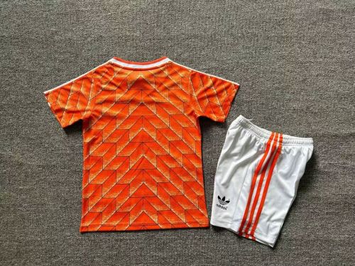 Retro Youth Uniform Kids Kit 1988 Netherlands Home Soccer Jersey Shorts Vintage Holland Child Football Set
