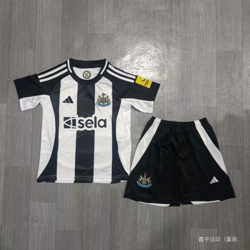 Youth Uniform Kids Kit 2024-2025 Newcastle United Home Soccer Jersey Shorts Child Football Set
