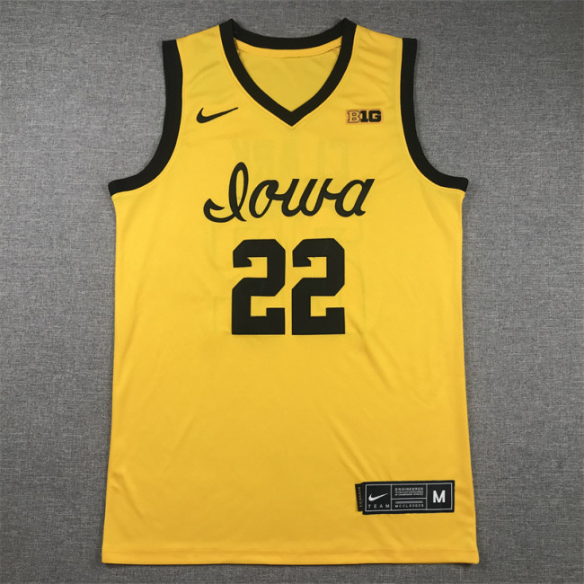 Iowa Hawkeyes 22 CLARK Yellow Basketball Shirt NBA Jersey