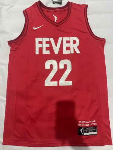 University of Iowa 22 CLARK Red Indiana Fever Rebel Edition Basketball Shirt NBA Jersey