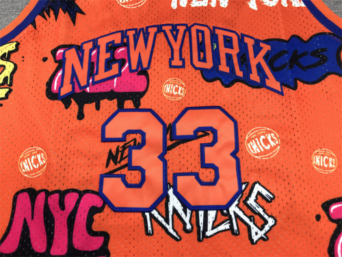 Mitchell&Ness 1991-92 New York Knicks 33 EWING NBA Jersey Graffiti Men's Basketball Shirt