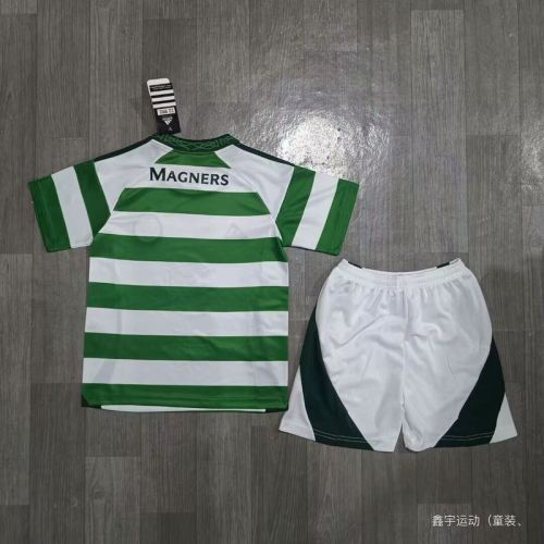 Youth Uniform Kids Kit 2024-2025 Celtic Home Soccer Jersey Shorts Child Football Set