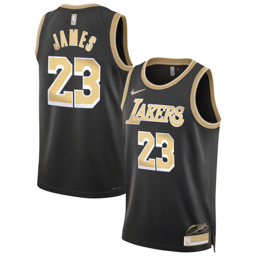 2024 Los Angeles Lakers 23 James Black/Gold NBA Jersey Basketball Shirt