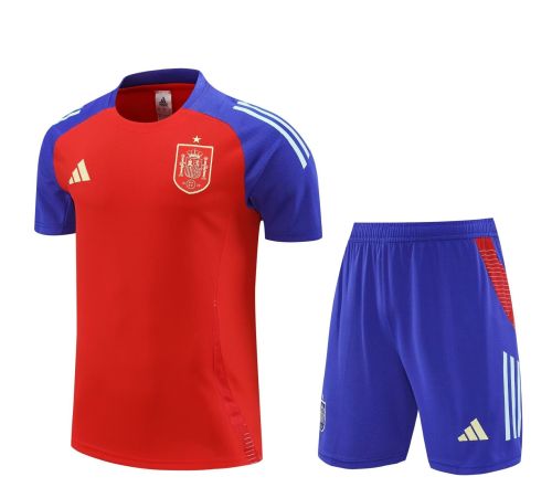 Adult Uniform 2024 Spain Red/Blue Soccer Training Jersey and Shorts Football Kits