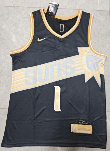 2024 Phoenix Suns 1 BOOKER Black/Gold NBA Jersey Basketball Shirt