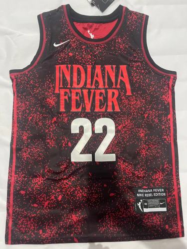 University of Iowa 22 CLARK Red/Black Indiana Fever Rebel Edition Basketball Shirt NBA Jersey