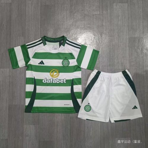 Youth Uniform Kids Kit 2024-2025 Celtic Home Soccer Jersey Shorts Child Football Set